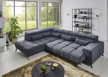 Wohnlandschaft >Iver< Sitz+Kopfteilverstellung, 5 Kissen, anthrazit - 295x100x232cm (BxHxT)