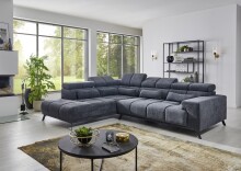 Wohnlandschaft >Iver< Sitz+Kopfteilverstellung, 5 Kissen, anthrazit - 295x100x232cm (BxHxT)