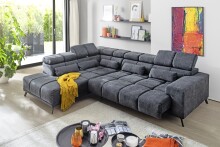 Wohnlandschaft >Iver< Sitz+Kopfteilverstellung, 5 Kissen, anthrazit - 295x100x232cm (BxHxT)