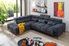 Wohnlandschaft >Iver< Sitz+Kopfteilverstellung, 5 Kissen, anthrazit - 295x100x232cm (BxHxT)