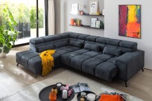 Wohnlandschaft >Iver< Sitz+Kopfteilverstellung, 5 Kissen, anthrazit - 295x100x232cm (BxHxT)