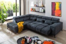 Wohnlandschaft >Iver< Sitz+Kopfteilverstellung, 5 Kissen, anthrazit - 295x100x232cm (BxHxT)