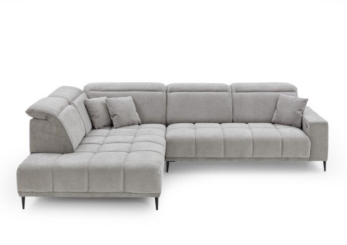 Wohnlandschaft >Lindesberg< elektr. Sitzverstellung, Federkern, hellgrau - 317x107x230cm (BxHx)
