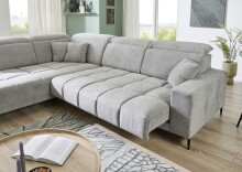 Wohnlandschaft >Lindesberg< elektr. Sitzverstellung, Federkern, hellgrau - 317x107x230cm (BxHx)