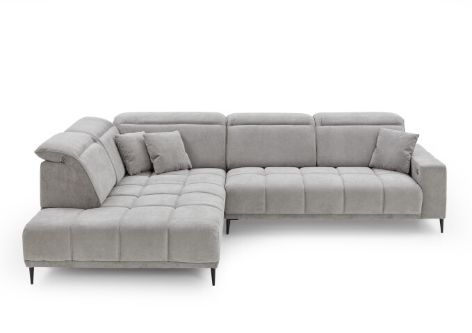 Wohnlandschaft >Lindesberg< elektr. Sitzverstellung, Federkern, hellgrau - 317x107x230cm (BxHxT)