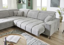 Wohnlandschaft >Lindesberg< elektr. Sitzverstellung, Federkern, hellgrau - 317x107x230cm (BxHxT)