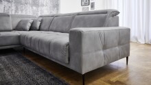 Wohnlandschaft >Lindesberg< elektr. Sitzverstellung, Federkern, hellgrau - 317x107x230cm (BxHxT)
