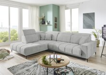 Wohnlandschaft >Lindesberg< elektr. Sitzverstellung, Federkern, hellgrau - 317x107x230cm (BxHxT)