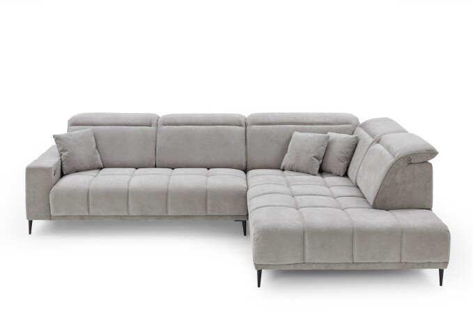 Wohnlandschaft >Lindesberg< elektr. Sitzverstellung, Federkern, hellgrau - 317x107x230cm (BxHxT)