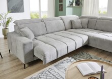 Wohnlandschaft >Lindesberg< elektr. Sitzverstellung, Federkern, hellgrau - 317x107x230cm (BxHxT)