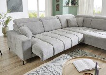 Wohnlandschaft >Lindesberg< elektr. Sitzverstellung, Federkern, hellgrau - 317x107x230cm (BxHxT)