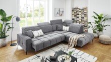 Wohnlandschaft >Lindesberg< elektr. Sitzverstellung, Federkern, grau - 317x107x230cm (BxHxT)