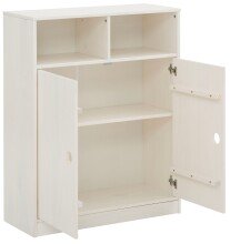 Bücherregal >Umeå< 95x75 cm in Weiß, teilmassives Kiefernholz, 2 Türen