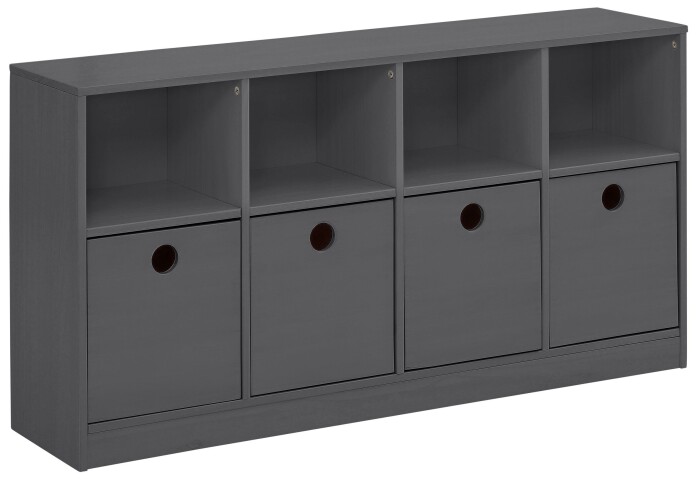 Kinderbücherregal >Umeå< 65x125 cm in Grau, Kiefernholz, 4 Schubladen