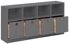 Kinderbücherregal >Umeå< 65x125 cm in Grau, Kiefernholz, 4 Schubladen