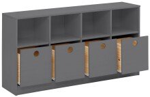 Kinderbücherregal >Umeå< 65x125 cm in Grau, Kiefernholz, 4 Schubladen