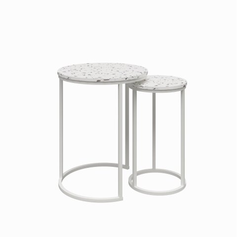 Satztisch >Ailema< 45x57x45 cm – Weiß, MDF & Metall, elegant & robust