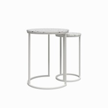 Satztisch >Ailema< 45x57x45 cm – Weiß, MDF & Metall, elegant & robust