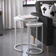 Satztisch >Ailema< 45x57x45 cm – Weiß, MDF & Metall, elegant & robust