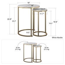Satztisch >Ailema< 45x57x45 cm – Weiß, MDF & Metall, elegant & robust