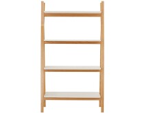 Bücherregal >Berga< Weiß, 99x179x40 cm, MDF & Bugholz, gekreuzte Beine