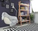 Bücherregal >Berga< Weiß, 99x179x40 cm, MDF & Bugholz, gekreuzte Beine