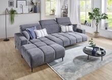 Wohnlandschaft >Lindesberg< elektr. Sitzverstellung, Federkern, grau - 286x107x195cm (BxHxT)