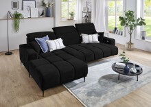 Wohnlandschaft >Lindesberg< elektr. Sitzverstellung, Federkern, schwarz - 286x107x195cm (BxHxT)
