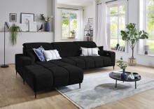 Wohnlandschaft >Lindesberg< elektr. Sitzverstellung, Federkern, schwarz - 286x107x195cm (BxHxT)