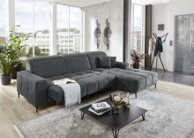 Wohnlandschaft >Lindesberg< elektr. Sitzverstellung, Federkern, grau - 286x107x195cm (BxHxT)