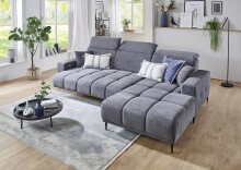 Wohnlandschaft >Lindesberg< elektr. Sitzverstellung, Federkern, grau - 286x107x195cm (BxHxT)