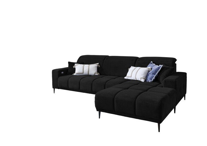 Wohnlandschaft >Lindesberg< elektr. Sitzverstellung, Federkern, schwarz - 286x107x195cm (BxHxT)