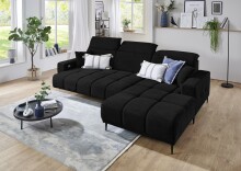 Wohnlandschaft >Lindesberg< elektr. Sitzverstellung, Federkern, schwarz - 286x107x195cm (BxHxT)