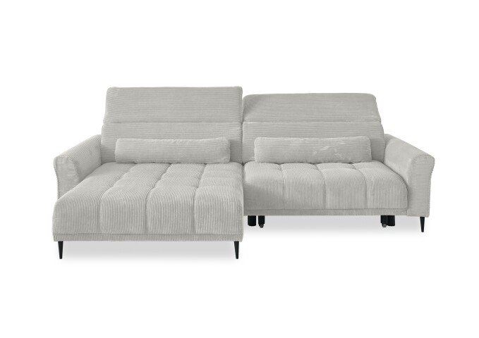 Wohnlandschaft >Wolve< Kopfteilverstellung, 2 Kissenn, Cord taupe - 277x108x179cm (BxHxT)