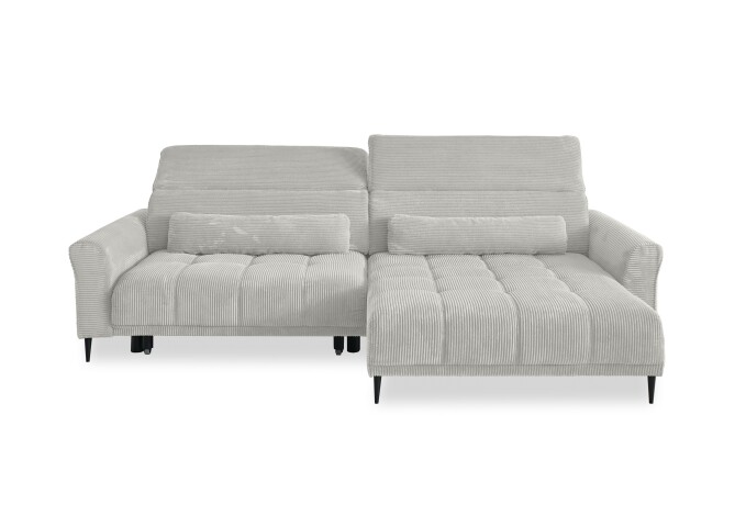 Wohnlandschaft >Wolve< Kopfteilverstellung, 2 Kissen, Cord taupe - 277x108x179cm (BxHxT)