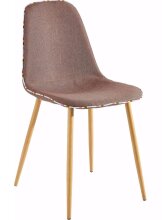 Esszimmerstuhl >Pensa< (2er Set) Braun, 55x87x48 cm, Stoffbezug, Metallbeine Holzoptik