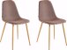 Esszimmerstuhl >Pensa< (2er Set) Braun, 55x87x48 cm, Stoffbezug, Metallbeine Holzoptik