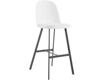 Barhocker >Atsa< (2er Set) Weiß, 109x48x57 cm, PU-Sitz, Metallbeine Schwarz