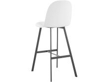 Barhocker >Atsa< (2er Set) Weiß, 109x48x57 cm, PU-Sitz, Metallbeine Schwarz