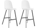 Barhocker >Atsa< (2er Set) Weiß, 109x48x57 cm, PU-Sitz, Metallbeine Schwarz