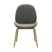 Esszimmerstuhl >Rotsa< Grau, 86x55x48 cm, Samtbezug, goldene Metallbeine