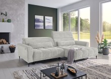 Wohnlandschaft >Wolve< elektr. Sitzverstellung, 2 Kissen, Cord taupe - 277x108x179cm (BxHxT)