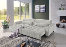 Wohnlandschaft >Wolve< elektr. Sitzverstellung, 2 Kissen, Cord taupe - 277x108x179cm (BxHxT)