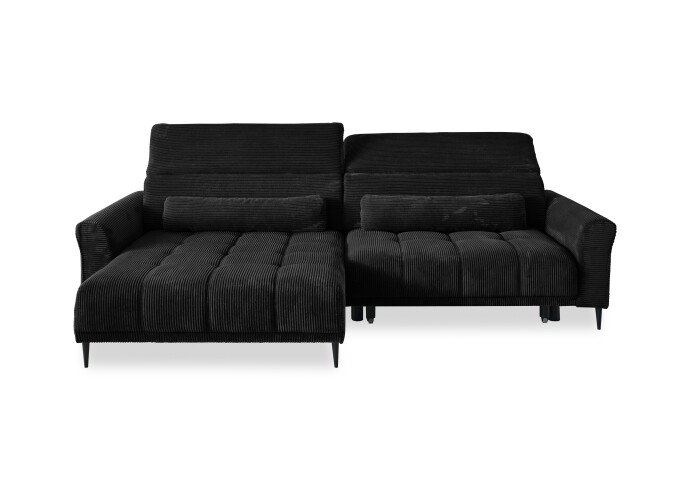 Wohnlandschaft >Wolve< Kopfteilverstellungen, 2 Kissen, Cord schwarz - 277x108x179cm (BxHxT)