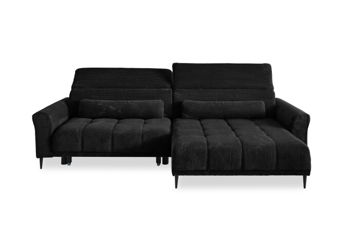 Wohnlandschaft >Wolve< Kopfteilverstellungen, 2 Kissen, Cord schwarz - 277x108x179cm (BxHxT)