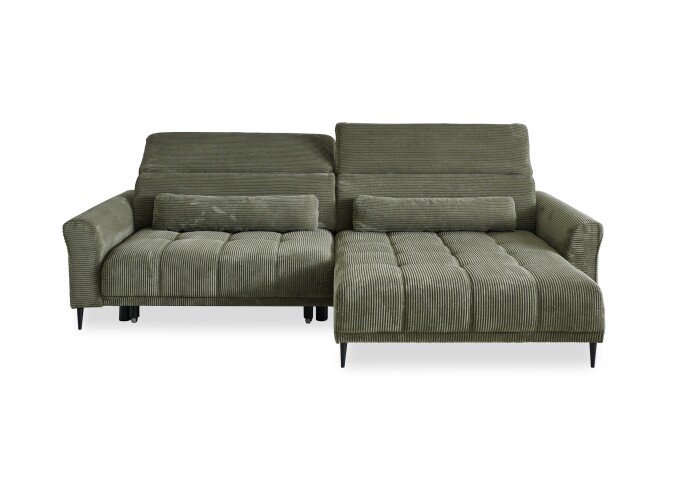 Wohnlandschaft >Wolve< Kopfteilverstellungen, 2 Kissen, Cord oliv - 277x108x179cm (BxHxT)