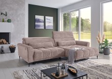 Wohnlandschaft >Wolve< Kopfteilverstellungen, 2 Kissen, Cord rosa - 277x108x179cm (BxHxT)