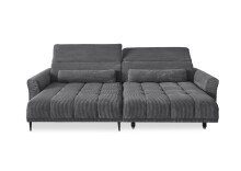 Wohnlandschaft >Wolve< elektr. Sitzverstellung, 2 Kissen, Cord grau - 277x108x179cm (BxHxT)
