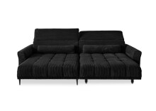 Wohnlandschaft >Wolve< elektr. Sitzverstellung, 2 Kissen, Cord schwarz - 277x108x179cm BxHxT