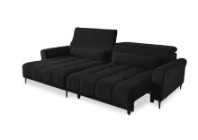 Wohnlandschaft >Wolve< elektr. Sitzverstellung, 2 Kissen, Cord schwarz - 277x108x179cm BxHxT